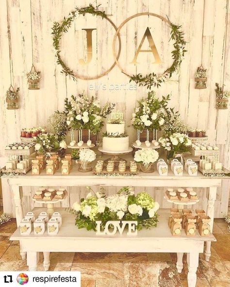 Wedding Dessert Table Decor, Dessert Bar Wedding, Cakes And Desserts, Dessert Table Decor, Sage Wedding, Wedding Dessert Table, Engagement Party Decorations, Mom Wedding, Wedding Prep