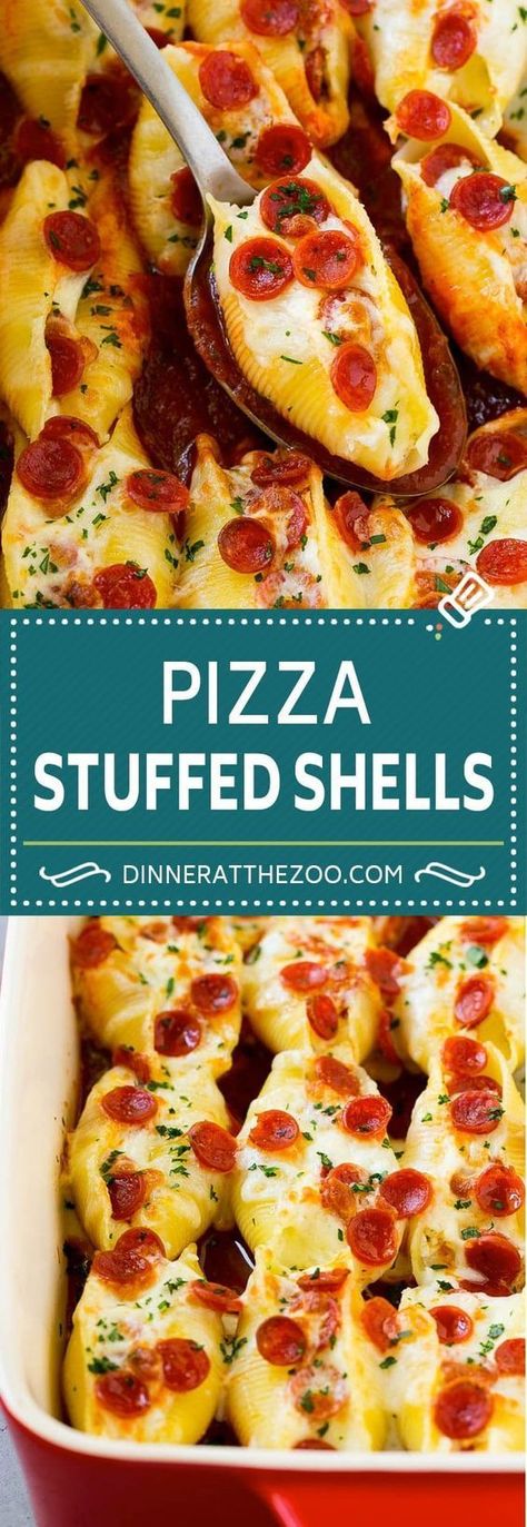 Pizza Stuffed Shells Italian Stuffed Shells, Shells Stuffed, Stuffed Shells Ricotta, Resep Pasta, Shells Recipe, Recipe Italian, Stuffed Shells Recipe, Salad Pasta, Stuffed Pasta Shells