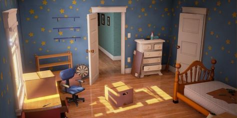 The creative team at Pixar love hiding various winks & nods to the audience in their films, and Andy's room in Toy Story is no exception. Andys Room Toy Story, Room Animation, Toy Story Bedroom, Andy's Room, Toy Story Andy, Andys Room, Toy Story Room, Comfortable Bedroom Decor, Toy Story Movie