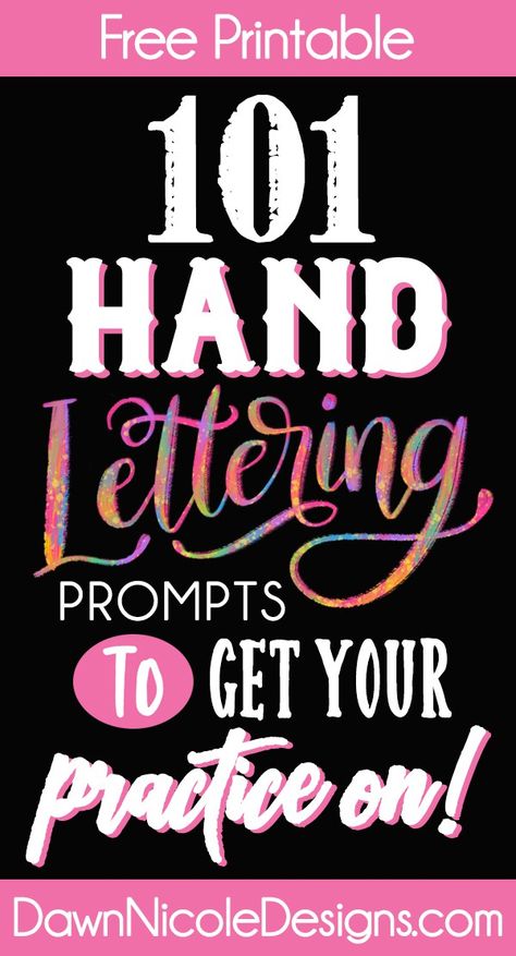 101 Printable Hand Lettering Practice Prompt Ideas Hand Lettering Alphabet Fonts Handwriting Typography, Fonts For Wall Art, Easy Calligraphy Alphabet Fonts, Lettering Prompts, Hand Lettering 101, Fancy Lettering, Hand Lettering Practice Sheets, Lettering Projects, Prompt Ideas