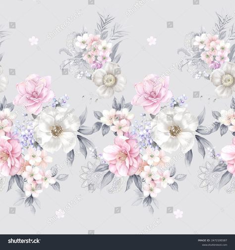 Innovative Hand Drawn Watercolor Botanical Artwork Stock Illustration 2472195587 | Shutterstock Digital Print Textiles, Flower Bunches, Paisley Border, Png Flowers, Rangoli Art, Digital Flower, Flower Bunch, Watercolor Fashion, Floral Texture