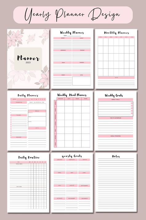 year planner 2023 Year Planner Design, Holiday Planning Printables, Planner Calendar Printables, Free Planner Templates, Weekly Schedule Planner, Make Your Dreams A Reality, Monthly Planner Template, Sense Of Purpose, Year Planner