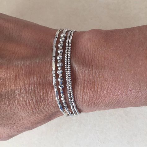 Daisy Stamp Karen Hill Tribe Thai Silver Beaded Stacking | Etsy Silver Dainty Beaded Bracelet, Silver Dainty Beaded Bracelets, Dainty Handmade Silver Beaded Bracelets, Silver Beaded Casual Bracelet, Silver Metal Dainty Beaded Bracelets, Bracelet Layering, Jewelry Inspo Silver, Jewelry Layering, Bead Bracelet