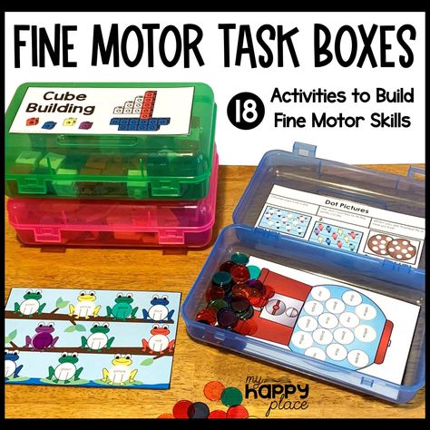 Fine Motor Skills Task Box Freebie! - My Happy Place Teaching Fine Motor Task Boxes, Task Boxes Preschool, Classroom Supplies List, Busy Bins, Playdough Activity, Preschool Fine Motor Activities, Adopted Children, Morning Tubs, Playdough Activities