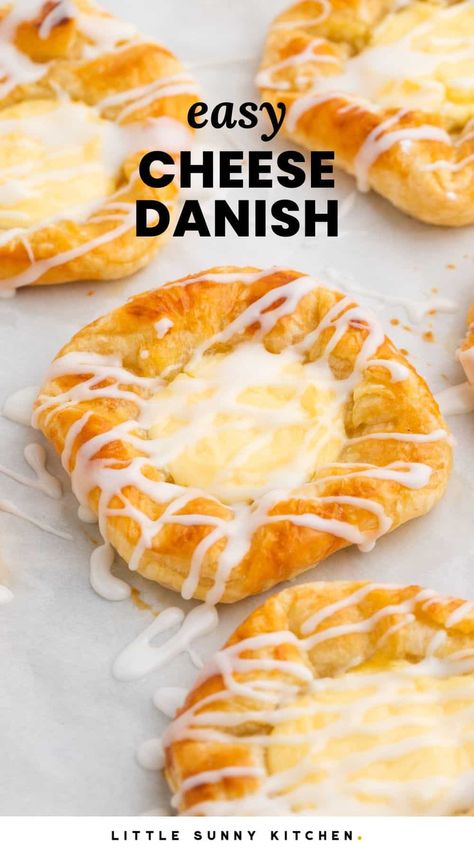 Pastry Cream Cheese Filling, Cream Cheese Danishes Puff Pastry, Puff Pastry Breakfast Pastries, Diy Cheese Danish, Danish Using Puff Pastry, Homemade Pastries Easy, Homemade Breakfast Pastry, Baked Breakfast Pastries, Homemade Pastry Puff