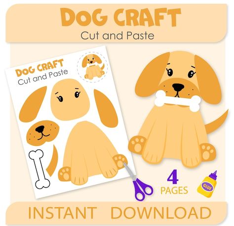 Doggy Craft for Kids Pets Activities Cut & Paste Printable Puppy Build a Cute Dog Coloring Page Paper Craft Biscuit Color Doggy - Etsy Scissors Skills, Puppy Puzzle, Puppy Crafts, Preschool Puzzles, Dog Craft, Biscuit Color, Dog Coloring Page, White Puppies, Dog Crafts