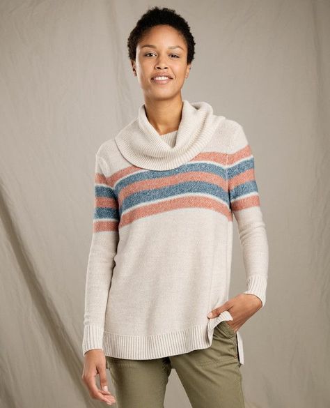 Women's Cabriolet T-Neck Sweater | 100% Wool Sweater by Toad&Co Lightweight Sweaters, Long Knit Sweater, Sweaters And Cardigans, Comfortable Pants, Knit Sweaters, Spring Sweater, Long Knit, Conscious Fashion, Women's Sweaters