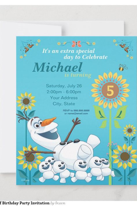 Frozen Summer Olaf Birthday Party Invitation Olaf Birthday Party, Olaf Birthday, Frozen Summer, Disney Birthday, Birthday Party Invitation, Olaf, Disney Frozen, Birthday Party Invitations, Special Day