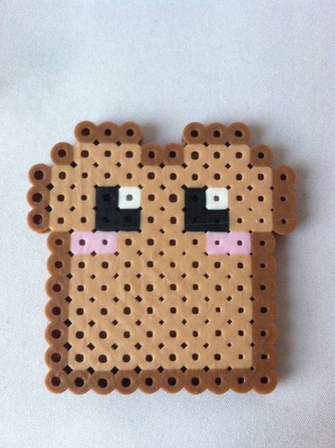 This is Kawii toast that made and i'll sell it to you for 3.50 Melt Beads Patterns, Hamma Beads Ideas, Easy Perler Bead Patterns, Melty Bead Patterns, Pearl Beads Pattern, Easy Perler Beads Ideas, Fuse Bead Patterns, Hama Beads Design, Perler Bead Templates