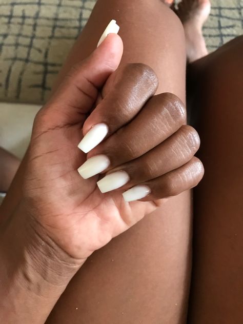 Cloudy White Nails, Milk White Nails, White Manicure, Cute Acrylic Nail Designs, Nail Envy, Milky White, Black Hand, Cute Acrylic Nails, Acrylic Nail Designs