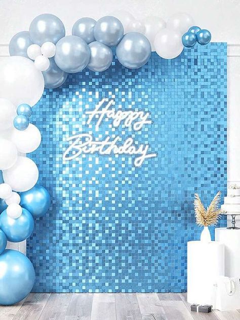 Periwinkle Birthday Party, Curtain Background, Gold Design Background, 13 Birthday, Color Celeste, Tassel Curtains, Party Background, Background Decoration, Stage Decorations