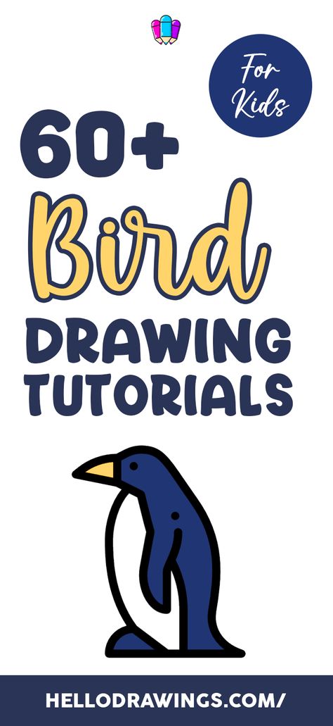 60+ Bird Drawing Tutorials for Kids Cartoon Birds Drawing, How To Draw A Bird Step By Step Easy, How To Draw Birds Easy, How To Draw A Bird, Draw A Bird Easy, Drawing Birds Easy, Animal Drawings Simple, Simple Animal Drawings, Teach Kids To Draw