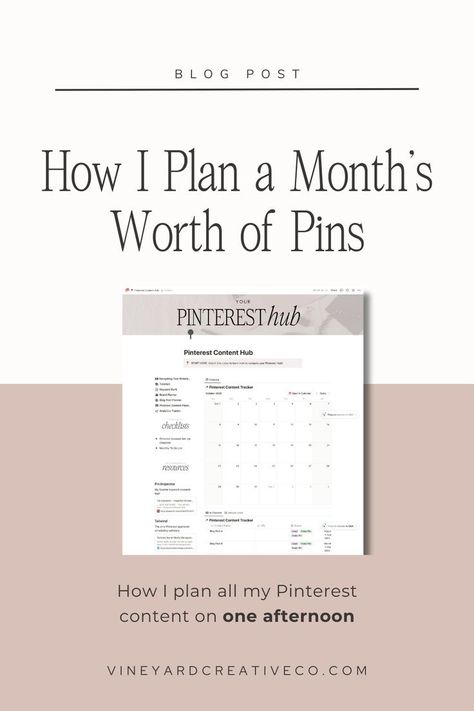 Simplify your Pinterest strategy with our easy-to-follow content calendar. Unlock the secrets to successful Pinterest marketing and Pinterest strategy with this guide to Pinterest content for businesses. Find more Pinterest and online business tips and strategy at VineyardCreativeCo.com. Content Schedule, Pillar Content, Marketing Checklist, Pinterest Course, Online Business Tips, Content Plan, Content Calendar, Pinterest Keywords, Pinterest Seo