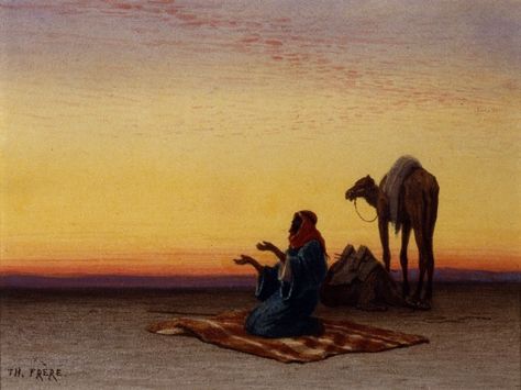 Arab at Prayer Charles Théodore Frère (French, 1814-1888) (Artist) Camel Painting, Arab Art, Baroque Painting, Old Portraits, Arab Culture, Film Images, Desert Painting, Arabic Art, Classic Paintings