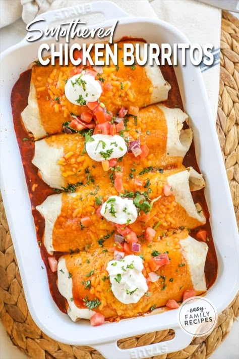 Smothered Chicken Burritos Easy, Oven Chicken Burritos, Wet Chicken Burrito Recipe, How To Make Chicken Burritos, Baked Chicken Burritos Easy, Chicken Burritos Recipe Easy, White Chicken Burritos, Wet Burrito Recipe Chicken, Oven Baked Chicken Burritos