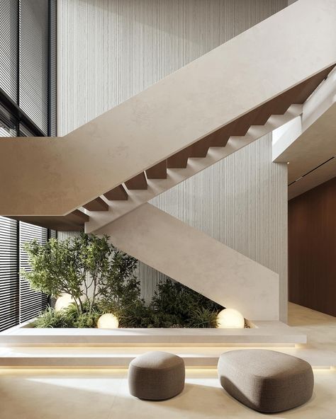 Villa Stairs Design Modern, Stears Design, Curved Staircase Design, Minimal Stairs, Villa Stairs, Dental Design Interior, Staircase Interior Design, Interior Design Classes, Stair Design