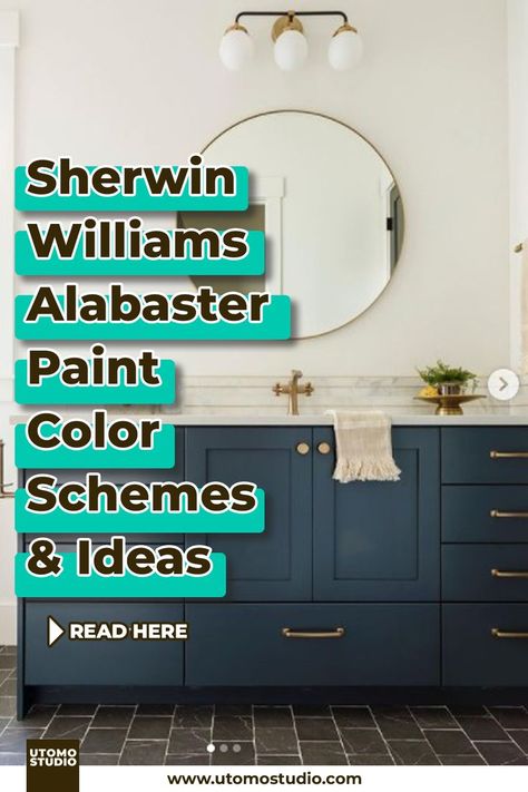 Sherwin Williams Alabaster Alabaster Paint Scheme, Alabaster Bathroom, Sherwin Williams Alabaster, Interior Color Schemes, Paint Color Schemes, Rv Remodel, Bathroom Colors, Paint Schemes, Painting Bathroom