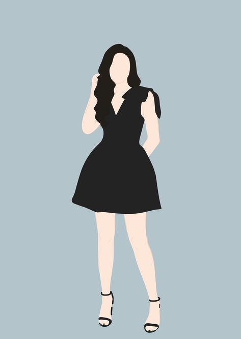 Vector Illustration People, Dress Vector, Digital Portrait Illustration, Minimal Painting, Cover Wattpad, Girly Wall Art, Girl Illustration, Sketches Dresses, Illustration Art Girl