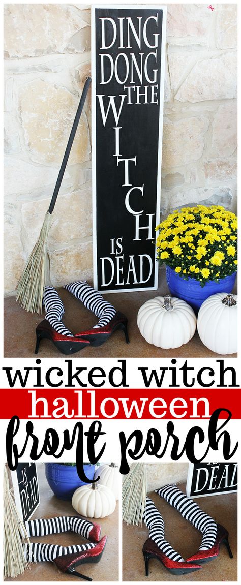 DIY Witch Legs Wizard of Oz Halloween Front Porch Decorations Wizard Of Oz Diy, Halloween Front Porch Decorations, Wizard Of Oz Halloween, Wizard Of Oz Witch, Front Porch Decorations, Wizard Of Oz Decor, Centerpiece Arrangements, Diy Witch, Pumpkin Night