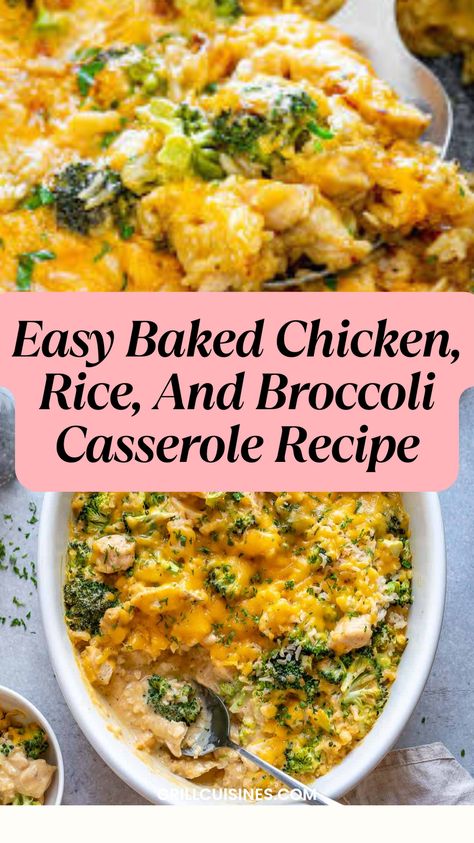 Quick and wholesome chicken, rice, and broccoli casserole. Perfect for a healthy dinner, and a crowd-pleaser casserole. Take it to next Christmas potluck, brunch, or buffet party. Rice Broccoli Casserole, Baked Chicken Rice, Chicken Rice Broccoli, Broccoli Casserole Recipe, Rice And Broccoli, Broccoli Recipes Casserole, Chicken Broccoli Rice Casserole Chicken Broccoli Brown Rice Cheese Casserole, Dump And Bake Chicken Broccoli Rice, Casseroles For One, Chicken Broccoli Rice Bake, Chicken Rice And Broccoli Casserole, Broccoli Rice Bake, Rice And Broccoli Casserole, Rice Broccoli Casserole, Breakfast Enchiladas Casserole