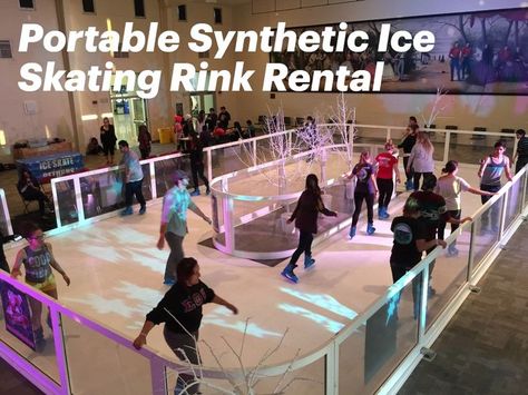 Portable Synthetic Ice Skating Rink Rental from Lets Party Salinas. Perfect for that upcoming holiday or winter wonderland party! #partyrentals #eventrentals #iceskating #holidayparty #Christmasparty #partyideas Home Ice Skating Rink, Ice Rink Background, Synthetic Ice Rink, Ice City, Indoor Ice Skating, Synthetic Ice, Ice Luge, Outdoor Ice Skating, Ice Skating Party