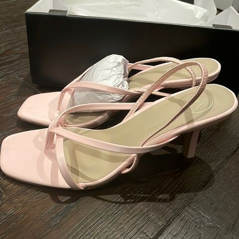 Nwt Nib Missguided Pink Strappy Sling Back Sandal Heel Us 6 Uk 4 May Be Chipped Light Pink Kitten Heels, 19th Photoshoot, Sandals Aesthetic, Light Pink Heels, Pink Strappy Heels, Pink Kitten Heels, Hoco Inspo, Rainbow Heels, Sling Back Heels