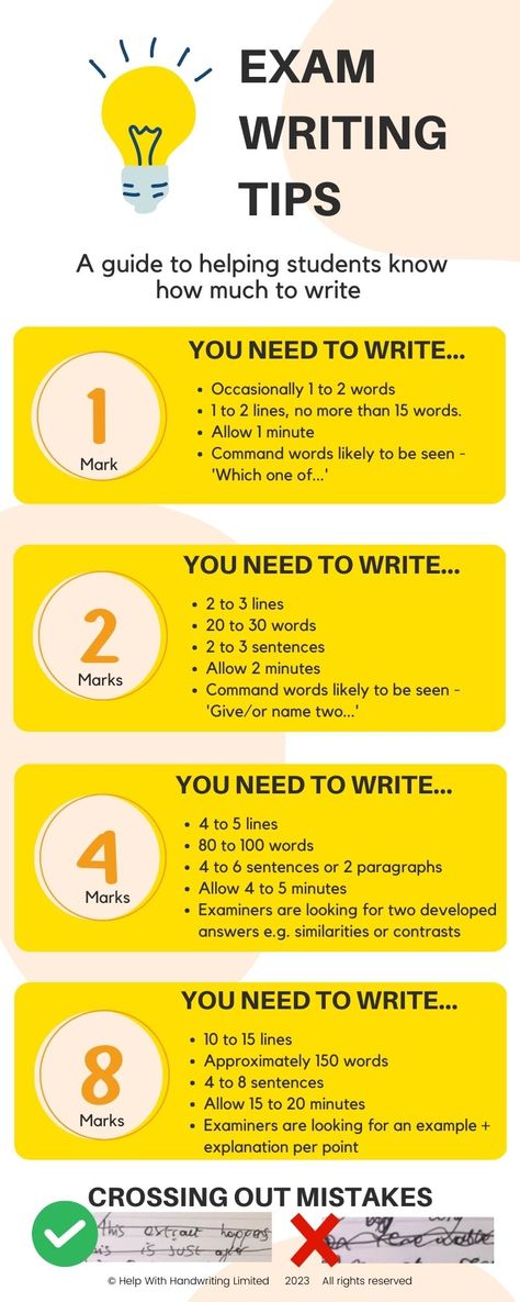 Use this guide to help your child learn how much writing is expected of them in exams. How To Write In Exam Paper, How To Write Fast In Exams, Handwriting Help, Managing Time, University Exam, Exam Time, Past Exam Papers, Past Exams, Past Papers