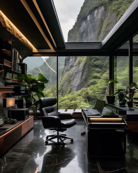 Mountain Villa, Black Bedroom Design, Apartment Exterior, Sauna Design, Beautiful Office, Modern Bedroom Interior, Luxury Office, Home Decor Modern, Luxury Homes Interior