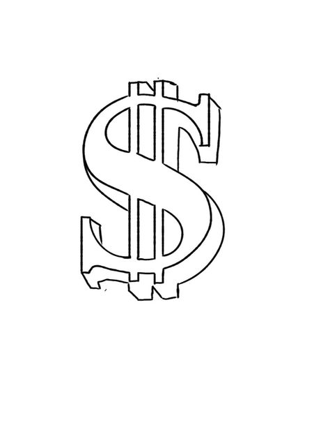 Money Outline Drawing, Money Sign Tattoo Stencil, Dollar Sign Tattoo Stencil, Graffiti Dollar Sign, Dollar Sign Tattoo Design, Money Sign Drawing, Dollar Tattoo Design, Dollar Sign Drawing, Money Bag Tattoo Stencil