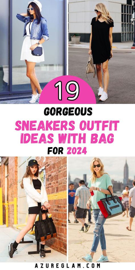 Make a fashion statement with our curated selection of 19 sneakers outfit ideas with bag for 2024. From casual Balenciaga pairings to stylish sets, our collection offers a variety of options to suit any taste. Whether you're hitting the town or running errands, our versatile sneakers and bags will keep you looking chic and on-trend. Explore now and upgrade your wardrobe effortlessly. Looks With Sneakers Outfits, Affordable Sporty Sneakers For Fall, Sporty Platform Sneakers For Spring Streetwear, Sporty Platform Sneakers For Streetwear, Sporty Spring Wedge Sneakers For Streetwear, Trendy Wedge Sneakers For Streetwear, Cream Sneakers Outfit, Adidas Grand Court Outfit, Outfit With Bag