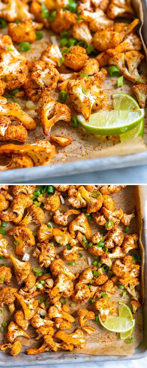 Peruvian Cauliflower, Cauliflower Chili, Holiday Food Recipes, Spicy Roasted Cauliflower, Mexican Cauliflower, Chili Food, Roasted Cauliflower Recipe, Roasted Cauliflower Recipes, Spiced Cauliflower