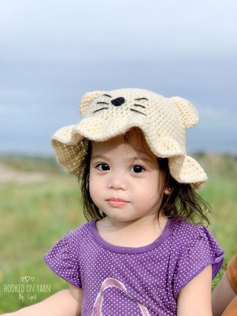 Kids Bucket Hat Crochet, Baby Bucket Hat Crochet, Cat Bucket Hat, Crochet Bob, Bucket Hat Crochet, Kids Bucket Hat, Pattern Cat, Crochet Bucket Hat, Hat Crochet