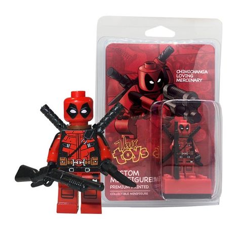 Marvel superheroes inspire Deadpool Custom Minifigure Lego Deadpool, Marvel Comics Deadpool, Lego Wallpaper, Scott Pilgrim Comic, Scarlet Spider, Deadpool Wallpaper, Lego Custom Minifigures, Bff Gifts Diy, Marvel Characters Art