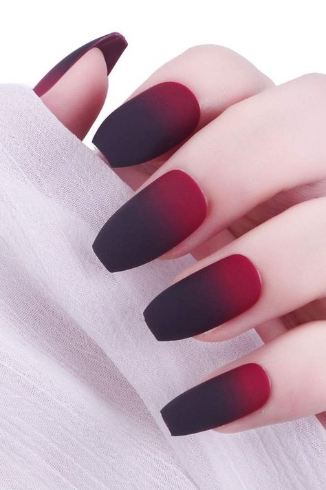 Black Nails 2023, Red And Black Nail Designs, Black Wedding Nails, Red And Black Nail, Gelish Nail Colours, Red And Black Nails, Ballerina Nails Short, Red Matte Nails, Ballerina Coffin