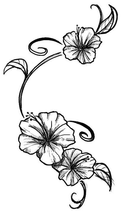 Tropical Flower Tattoos, Hawaiian Flower Tattoos, Hibiscus Flower Tattoos, Hawaii Tattoos, Hibiscus Tattoo, Tattoo Leg, Shape Tattoo, Simple Tattoo Designs, Hawaiian Tattoo