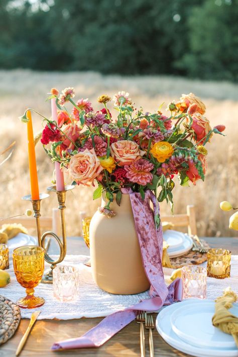 Sunset Wedding Ideas, Plum Color Palettes, Sunset Wedding Theme, Plum Color Palette, Wedding Ideas Photography, Golden Field, Sunset Party, Orange Slice, Golden Sunset