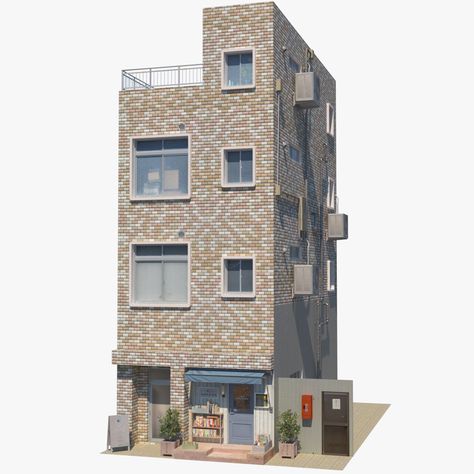 Small Apartment Building Exterior, Japanese Apartment Exterior, Japanese Apartment Building, House Plant Tattoo, Anime Building, Japan Building, Apartment Building Exterior, Houses Aesthetic, Tattoo House