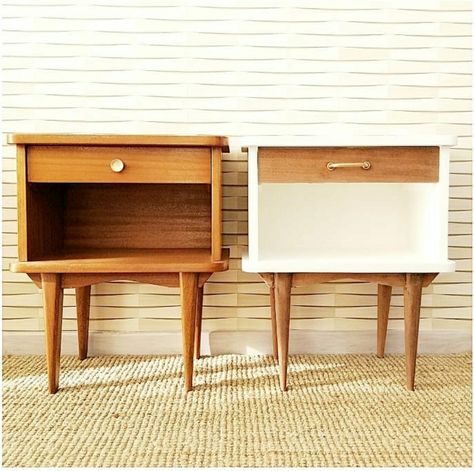 Night Table Makeover, Retro Side Table, Trunk Table, Mcm Furniture, Diy Furniture Renovation, Table Makeover, Bedroom Furniture Design, Furniture Renovation, Furniture Hacks