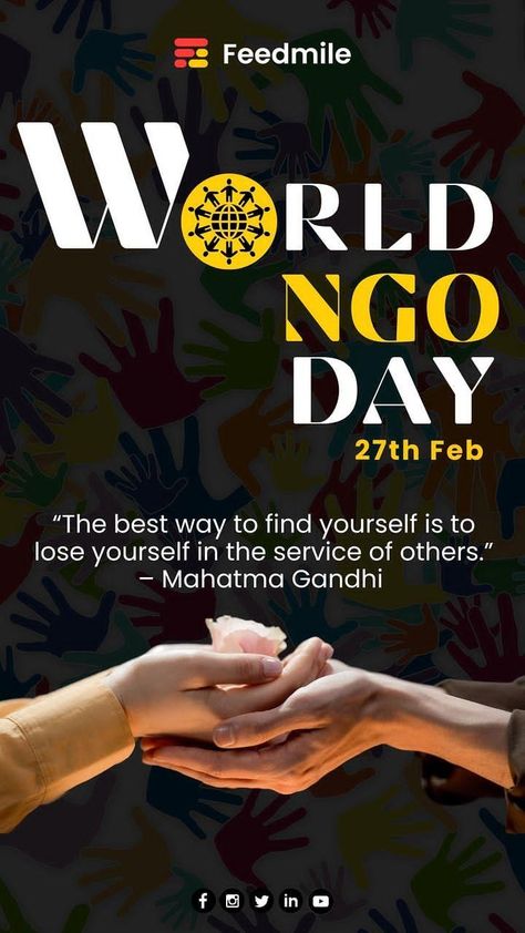 World Ngo Day World Ngo Day, February Special Days, General Ideas, Creative Ads, Mahatma Gandhi, My Photo Gallery, Losing You, Background Images, Photo Gallery