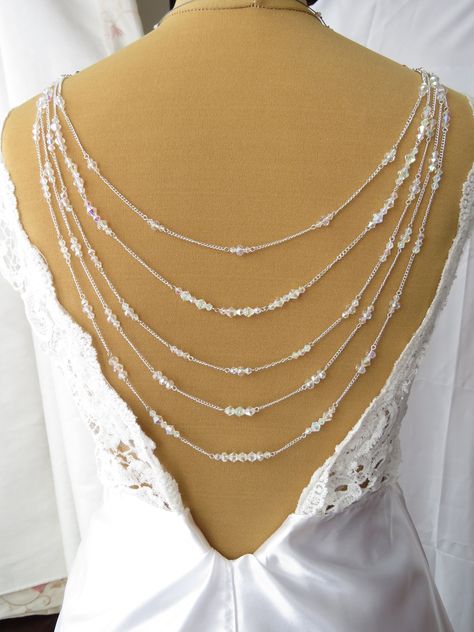 Jade Wedding, Wedding Dress Backs, Open Back Wedding, Low Back Dresses, Silver Pearl Necklace, Back Necklace, Back Jewelry, Wedding Jewellery Necklace, Freshwater Pearl Necklaces