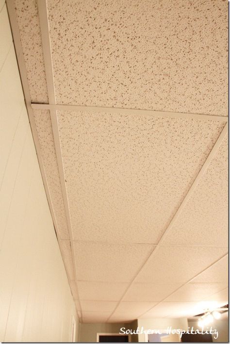 010 Install Drop Ceiling, Ceiling Tiles Painted, Drop Down Ceiling, Acoustic Ceiling Tiles, Drop Ceiling Tiles, Drywall Ceiling, Types Of Ceilings, Drop Ceiling, Drop Cloth Curtains