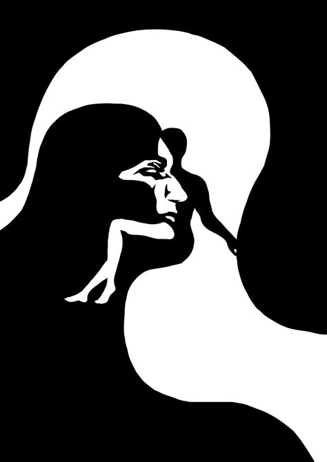 Black Silhouette Art, Face Illustration Art, Illusion Illustration, Optical Illusion Art, Optical Illusion, Optical Illusion Paintings, Optical Illusions Pictures, Illusion Paintings, Negative Space Art