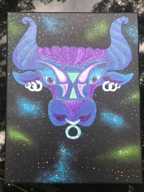 Galaxy Taurus Painting on a 11x14inch canvas Taurus Painting Ideas, Zodiac Sign Painting, Taurus Painting, Taurus Art, Taurus Zodiac Sign, Taurus Sign, Sign Painting, Painting Easy, Taurus Zodiac