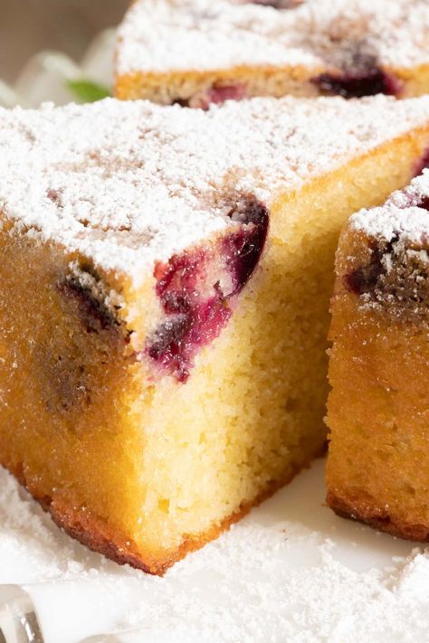 Moist Almond Cake, Cherry Almond Cake, Cherry And Almond Cake, Cherry Cake Recipe, Almond Glaze, Almond Desserts, Almond Flour Cakes, Almond Cake Recipe, Fresh Cherry