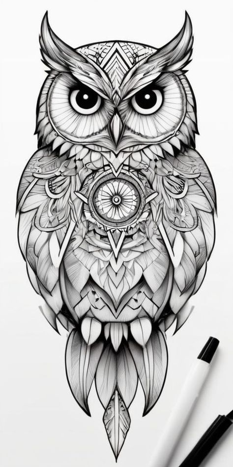 Owl Forearm Tattoo, Colouring Patterns, Geometric Watercolor Tattoo, Geometric Owl Tattoo, Athena Tattoo, Owl Tattoo Drawings, Casino Tattoo, Protection Sigils, Small Neck Tattoos