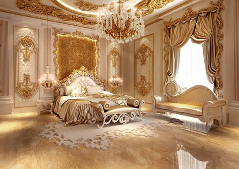 ArtStation - Master Suite for Emirati client, Usmaan Mukhtar Fancy Bedroom, Royal Bedroom, Interior Design Per La Casa, Luxury Bedroom Design, Sanctuary Bedroom, Luxurious Bedroom, Romantic Bedroom, Classic Bedroom, Modern Bedroom Design