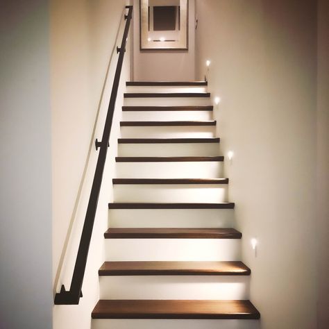 Indoor Steps, Steps Railing, Modern Handrail, Staircase Interior, Staircase Interior Design, Step Railing, Stair Makeover, Staircase Handrail, Flooring For Stairs