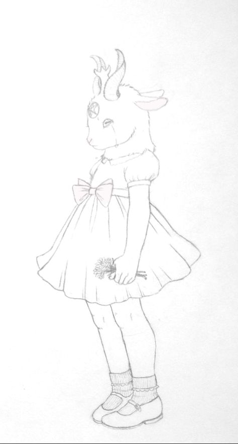 Bunny In Dress Drawing, Creepy Cute Art Wallpaper, Cute But Creepy Art, Angelcore Drawing, Morute Tattoo, Morute Drawings, Cute Creepy Drawings, Goth Drawings Sketch, Morute Art