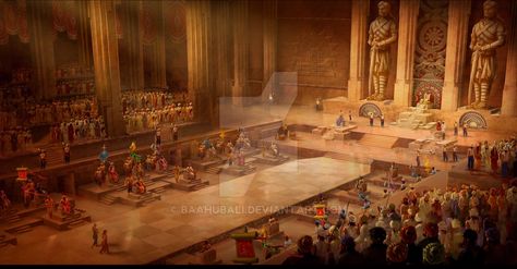 Royal Court Hall by Baahubali Sultan Palace, India Architecture, The Merchant Of Venice, Castle Aesthetic, Royal Aesthetic, Throne Room, Royal Court, Fantasy Castle, Fantasy Setting