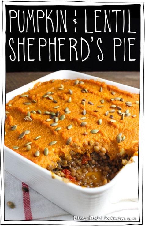 Lentils Mushrooms, Mashed Pumpkin, Pumpkin Lentil, Pumpkin Recipes Dinner, Vegan Christmas Recipes, Vegan Thanksgiving Recipes, Meat Free Recipes, Like Chicken, Garlic Mashed